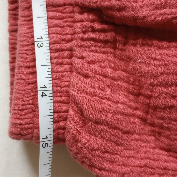 100% Cotton Cropped Wide Leg Thick Gauze Drawstring Pants L Dusty Coral 50off3 - Picture 5 of 8
